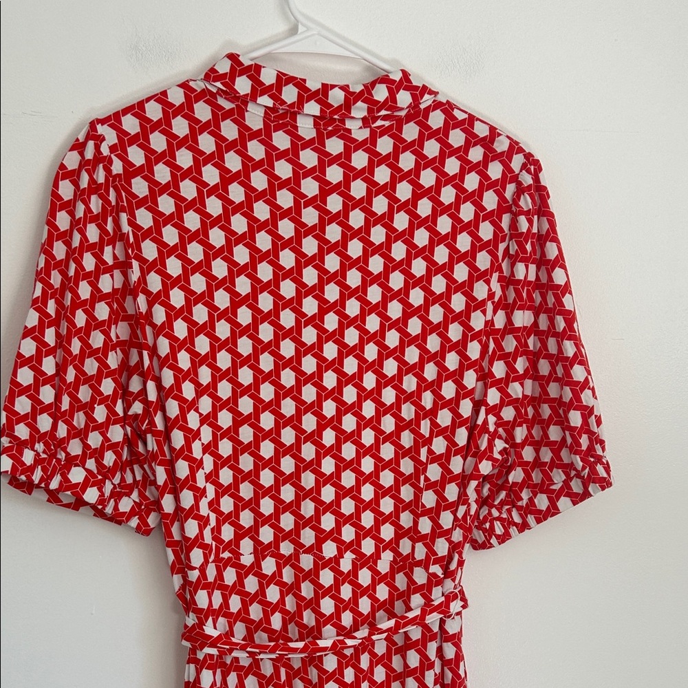 Boden Red and White Polka Dot Midi Dress - Picture 8 of 8